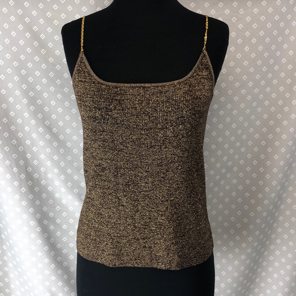 Brown & Gold Chain Sweater Tank Top